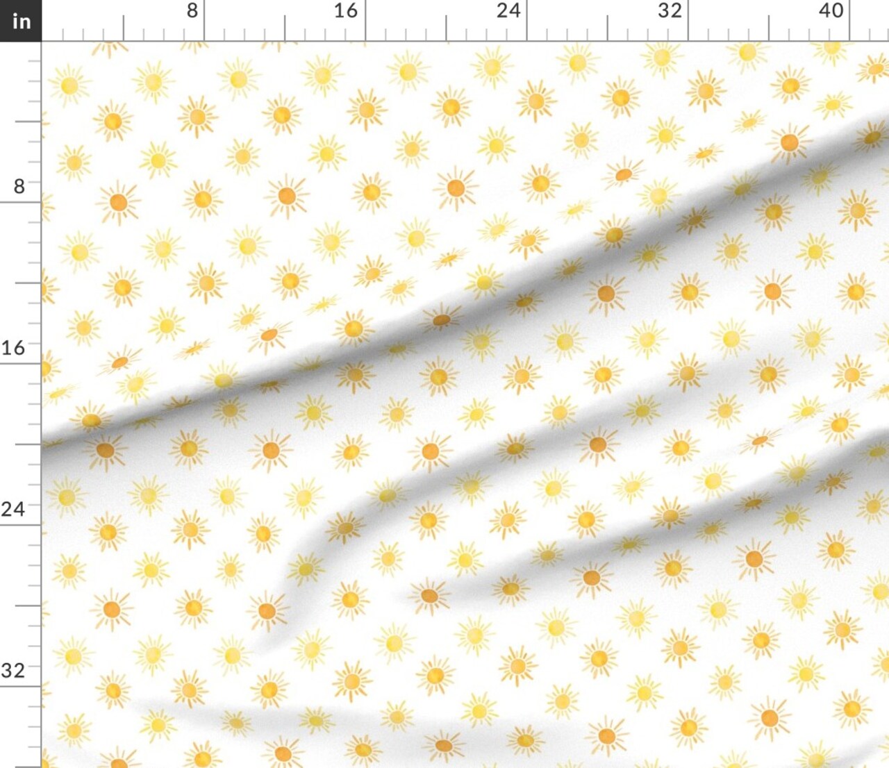 Sun Whimsical Watercolor Bright Sunny Custom Printed Fabric by Spoonflower Various Fabrics by the Yard or Fat Quarter